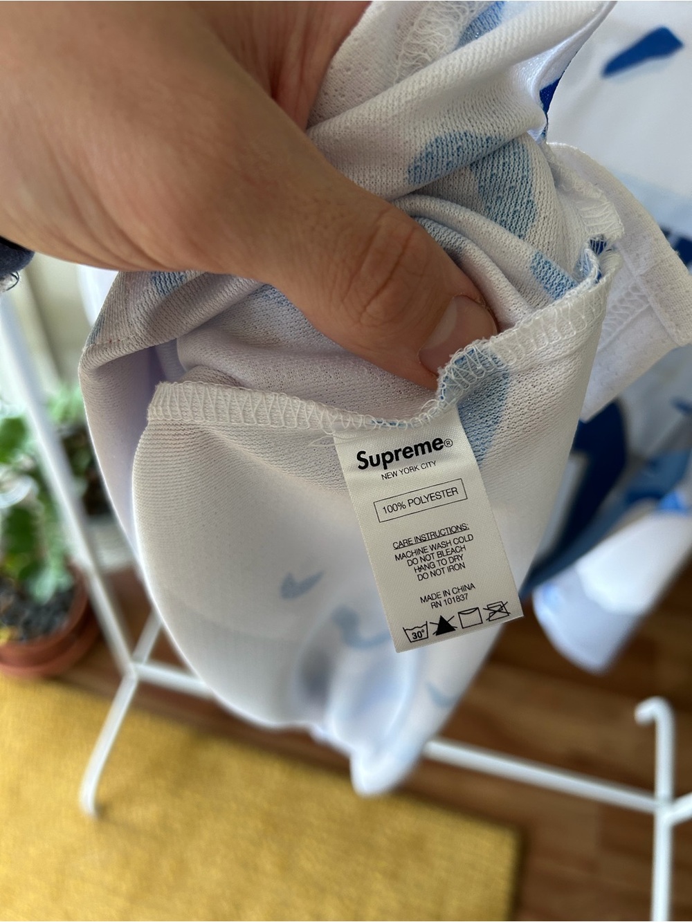 Supreme White & Light Blue Camo Hockey Jersey with Navy '90' - Picture 11 of 11